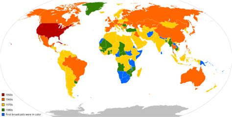 Timeline of the introduction of color television in countries